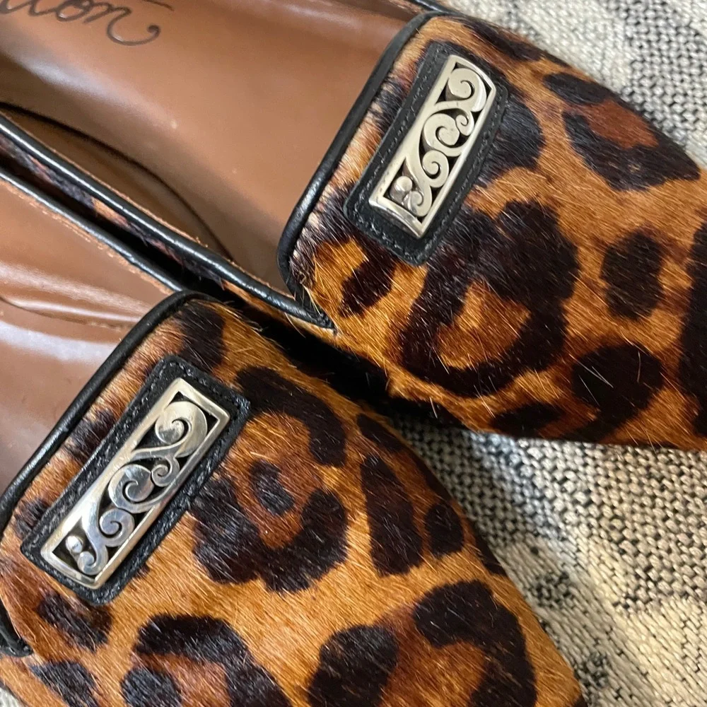 Leopard Calf Hair Pointy Loafers - Picture 2 of 7